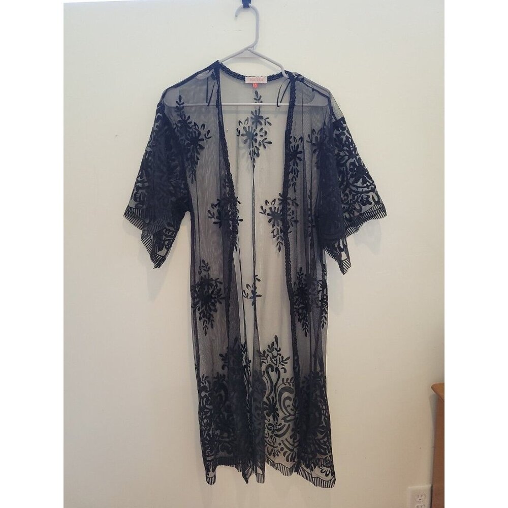 Mele E Pere Velvet Sheer Black Cardigan Funeralcore WhimsyGoth Wednesday Witchy